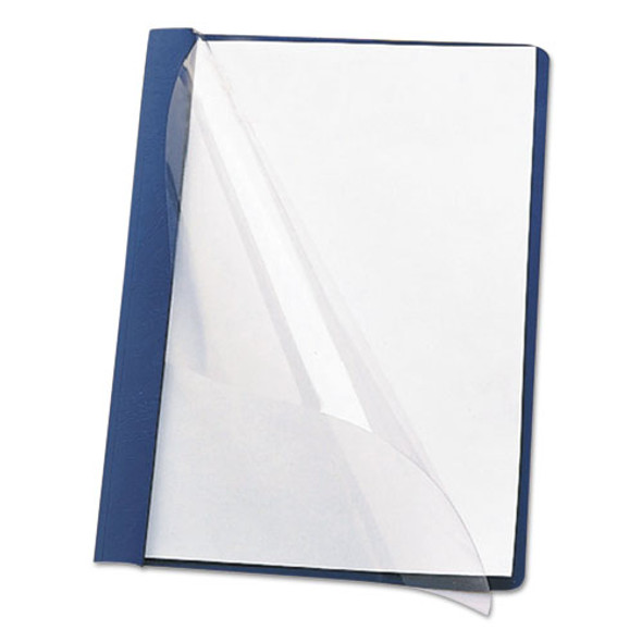 Clear Front Report Cover, Double-Prong Fastener, 0.5" Capacity, 8.5 x 11, Clear/Dark Blue, 25/Box