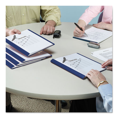 Clear Front Report Cover, Double-Prong Fastener, 0.5" Capacity, 8.5 x 11, Clear/Dark Blue, 25/Box