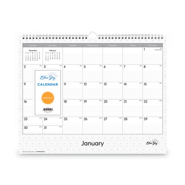 Enterprise Wall Calendar, Geometric Artwork, 15 x 12, White/Gray Sheets, 12-Month (Jan to Dec): 2025
