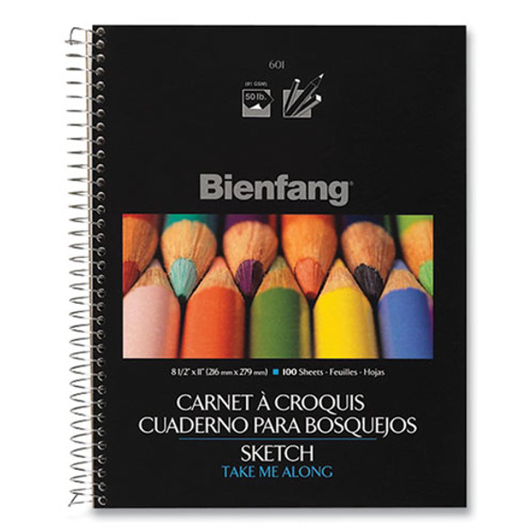 Take Me Along Sketch Book, 50 lb Tissue Paper Stock, Black/Silver Cover, (100) 11 x 8.5 Sheets