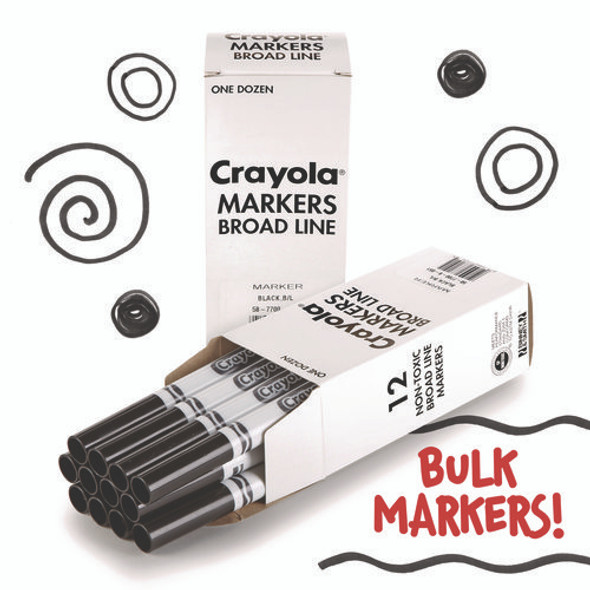 Bulk Broad Line Marker, Broad Bullet Tip, Black, 12/Box