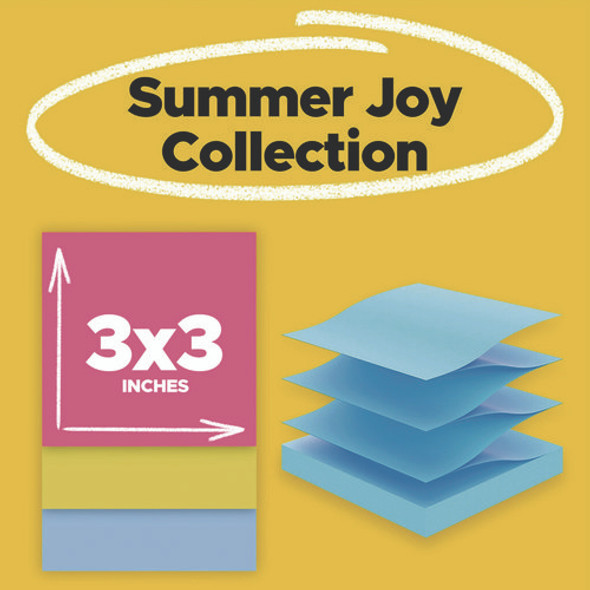 Pop-Up Notes Summer Joy Collection Colors, 3" x 3", Assorted Colors, 90 Sheets/Pad, 6 Pads/Pack