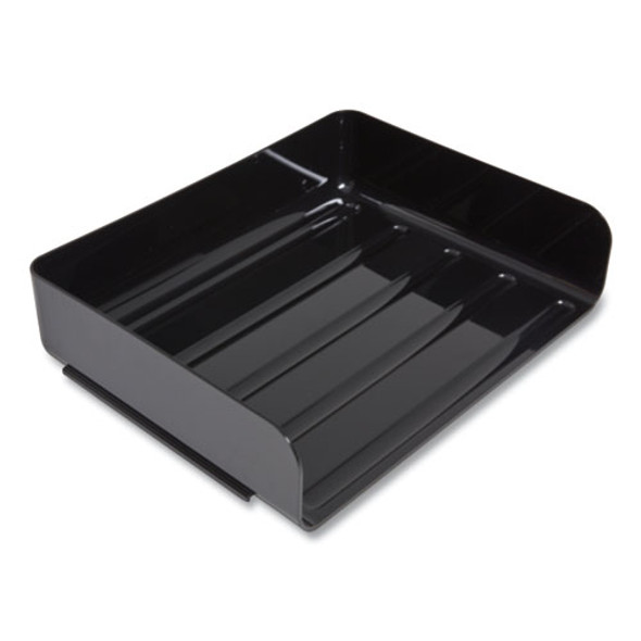 Side-Load Stackable Plastic Document Tray, 1 Section, Letter-Size, 12.63 x 9.72 x 3.01, Black, 6/Pack