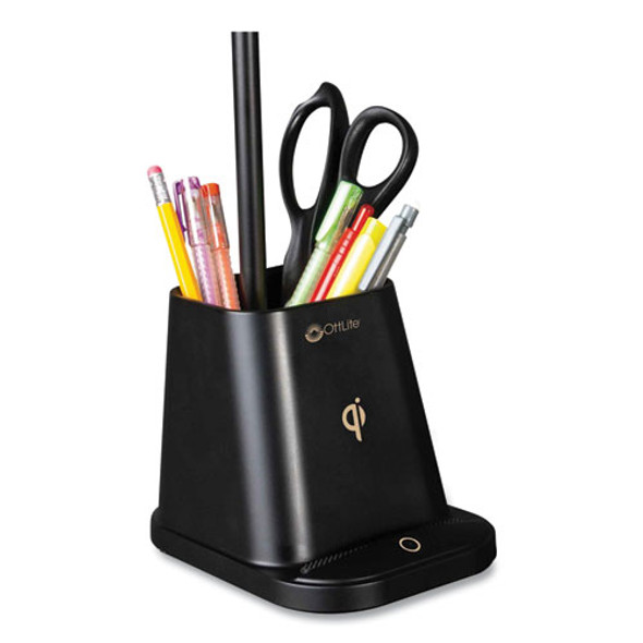 Wellness Series Merge LED Desk Lamp with Wireless Charging, 18.25" High, Black