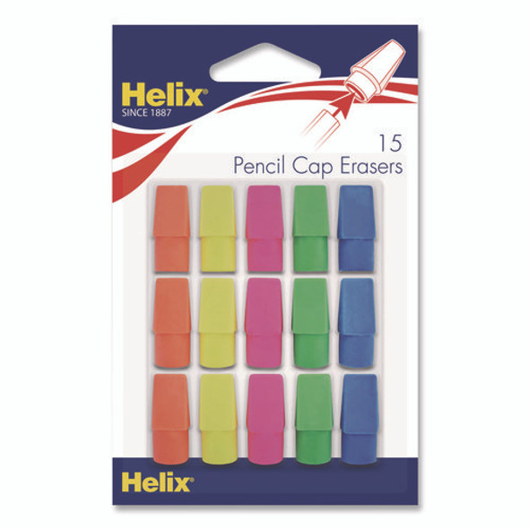 Classic Pencil Cap Erasers, For Pencil Marks, Assorted Colors, 15/Pack