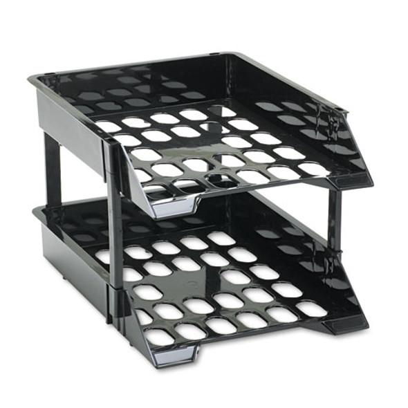 SuperTray Countertop Tray Set, 2 Sections, Letter to Legal Size Files, 11" x 14.88" x 2.5", Black, 2/Pack