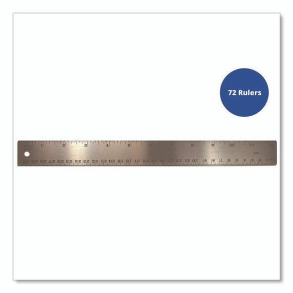 Stainless Steel Ruler, Standard/Metric, 12" Long, Silver, 72/Carton