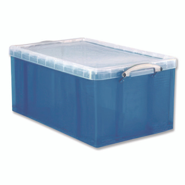 Snap-Lid Storage Bin, 16.9 gal, 17.31" x 28" x 12.25", Transparent Blue