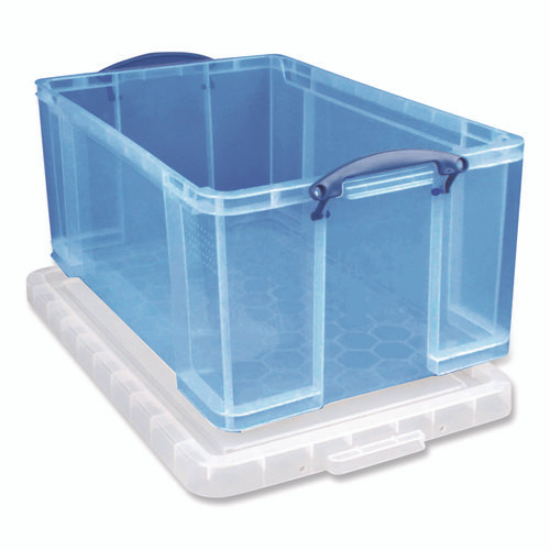 Snap-Lid Storage Bin, 16.9 gal, 17.31" x 28" x 12.25", Transparent Blue