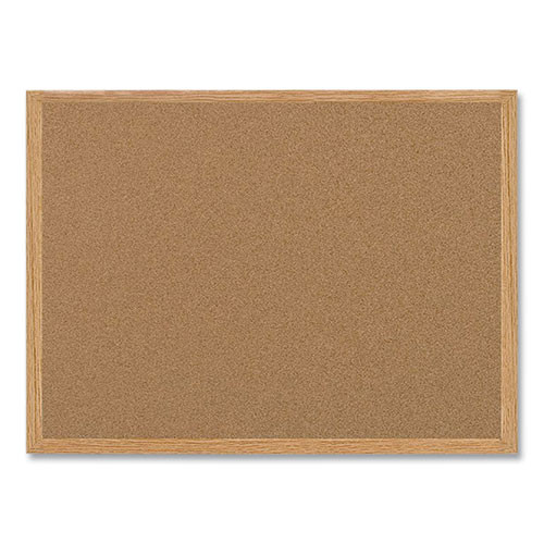 Earth Cork Board, 36" x 24", Tan Surface, Oak Finished Wood Frame
