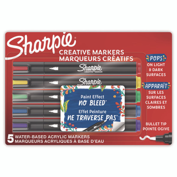 Creative Markers, Medium Bullet Tip, Assorted Colors, 5/Pack