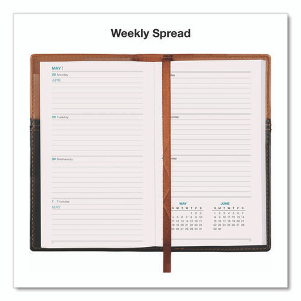 Deluxe Weekly/Monthly Pocket Planner, 6 x 3.5, Black/Brown Two-Tone Cover, 14-Month: Nov 2024 to Dec 2025