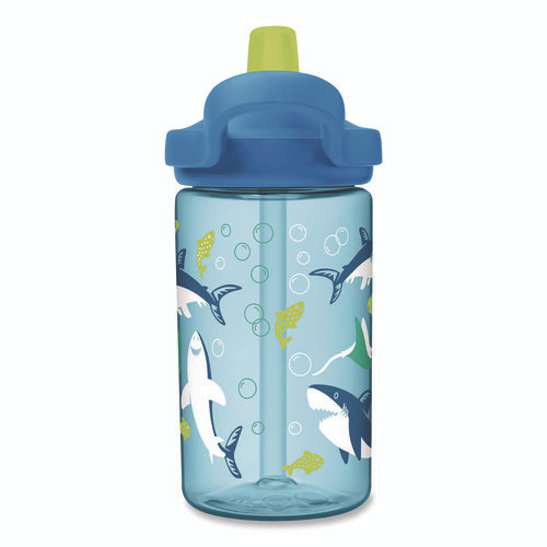 Eddy + Kids Water Bottle, Sharks and Rays Design, 14 oz, Multicolor