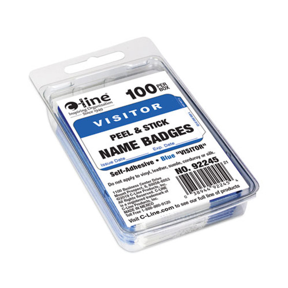 Self-Adhesive Name Badges, Hello My Name Is, Blue, 3.5 x 2.25, 100/BX