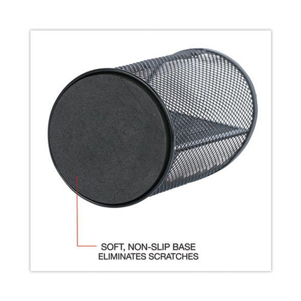 Metal Mesh 3-Compartment Pencil Cup, 4.13" Diameter x 6"h, Black