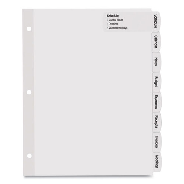 Big Tab Printable Large White Label Tab Dividers, 8-Tab, 11 x 8.5, White, 4 Sets