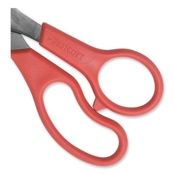 Value Line Stainless Steel Shears, 8" Long, 3.5" Cut Length, Offset Red Handle Value Line Stainless Steel Shears, 8" Long, 3.5" Cut Length, Offset Red Handle