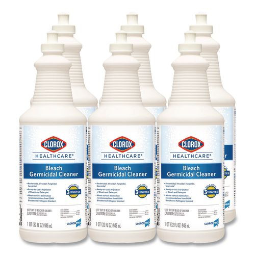 Bleach Germicidal Cleaner, 32 oz Pull-Top Bottle, 6/Carton