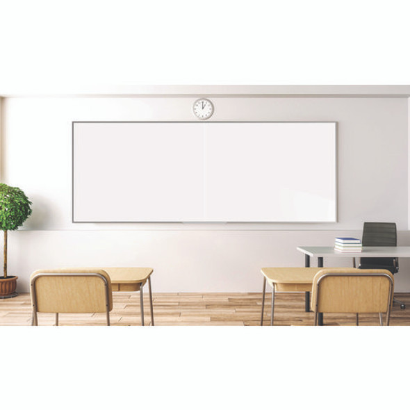 Two-Piece M2 Non-Magnetic Whiteboard with Aluminum Frame, 144.5" x 48.5", White Surface, Satin Aluminum Frame
