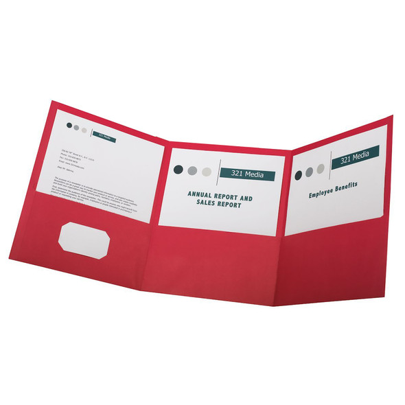 Paper Tri Fold Pocket Folder, Red, Pack of 20 Paper Tri Fold Pocket Folder, Red, Pack of 20