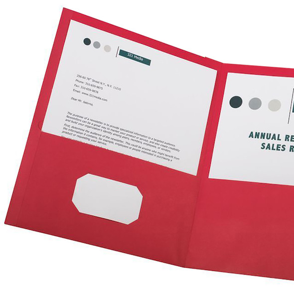 Paper Tri Fold Pocket Folder, Red, Pack of 20 Paper Tri Fold Pocket Folder, Red, Pack of 20