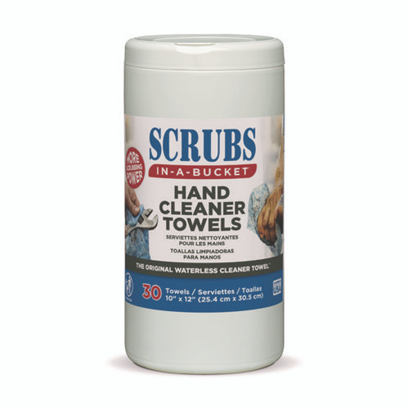 Hand Cleaner Towels, 1-Ply, 10 x 12, Citrus, Blue/White, 30/Canister, 6/Carton