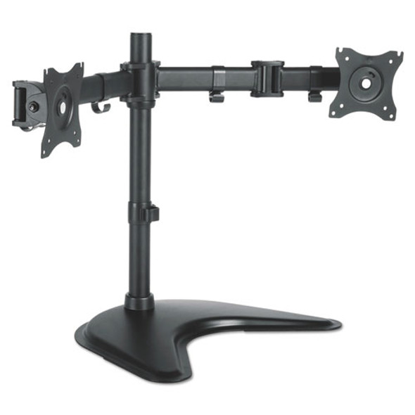 Dual Monitor Articulating Desktop Stand, For 13" to 27" Monitors, 32" x 13" x 17.5", Black, Supports 18 lb Dual Monitor Articulating Desktop Stand, For 13" to 27" Monitors, 32" x 13" x 17.5", Black, Supports 18 lb