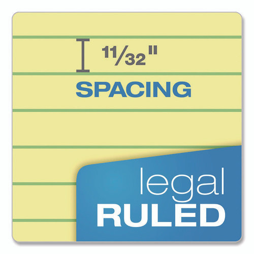 Gold Fibre Writing Pads, Wide/Legal Rule, 50 Canary-Yellow 8.5 x 11.75 Sheets, 4/Pack