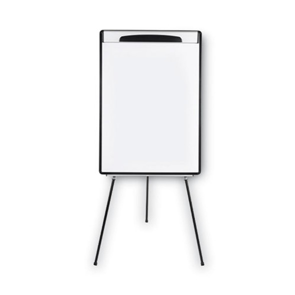 Magnetic Gold Ultra Dry Erase Tripod Presentation Easel with Arms, 28" x 38.5", White Surface, Black/Silver Aluminum Frame Magnetic Gold Ultra Dry Erase Tripod Presentation Easel with Arms, 28" x 38.5", White Surface, Black/Silver Aluminum Frame