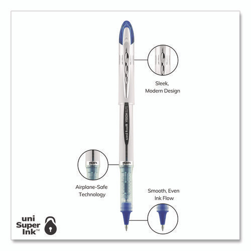 VISION ELITE Hybrid Gel Pen, Stick, Bold 0.8 mm, Blue Ink, White/Blue/Clear Barrel