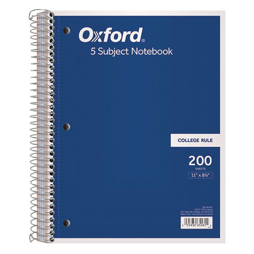 Coil-Lock Wirebound Notebook, 3-Hole Punch, 5-Subject, College Rule, Randomly Assorted Covers, (200) 11 x 8.5 Sheets
