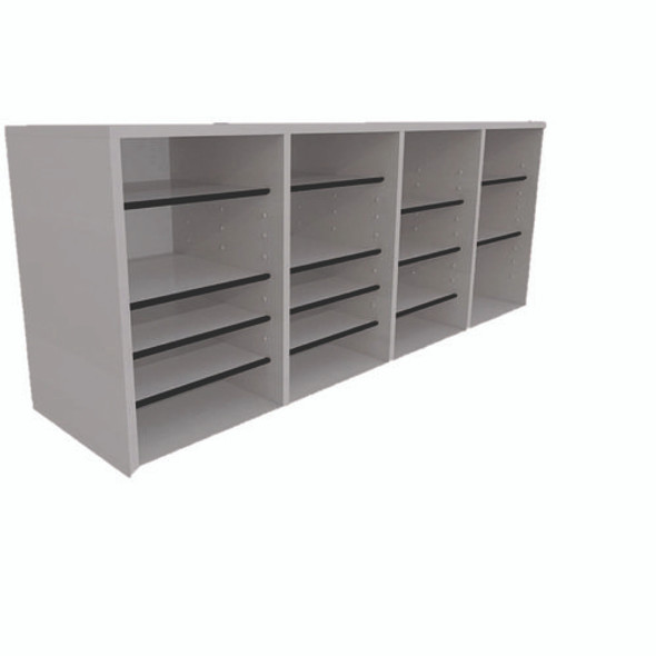 Wood Adjustable 24 Compartment Literature Organizer, 24 Sections, Letter Size, 39.3 x 11.8 x 16.3, White