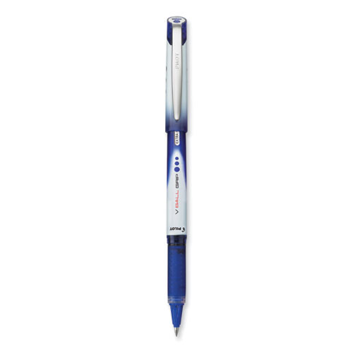 VBall Grip Liquid Ink Rollerball Pen, Stick, Extra-Fine 0.5 mm, Blue Ink, Blue/White Barrel, Dozen