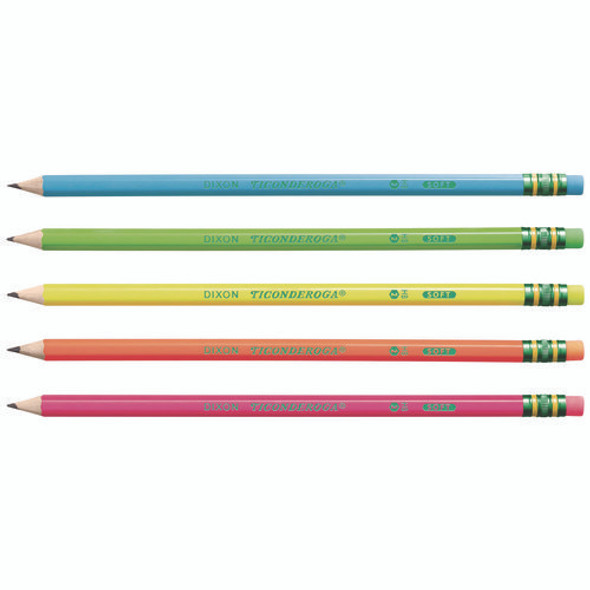 Pre-Sharpened Pencil, 2.2 mm, HB (#2), Black Lead, Neon Assorted Barrel Colors, 18/Pack