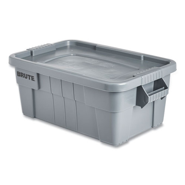 BRUTE Tote with Lid, 14 gal, 27.5" x 16.75" x 10.75", Gray