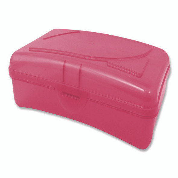 Plastic School Box, 1 Compartment, 8 x 5.13 x 2.13, Randomly Assorted Colors, 6/Carton