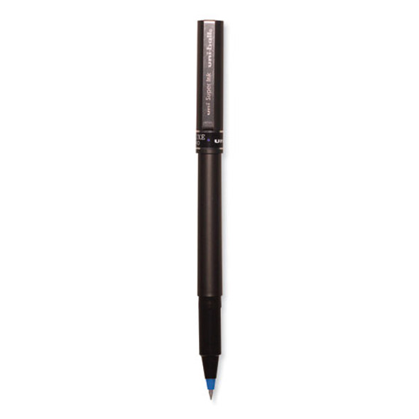 Deluxe Rollerball Pen, Stick, Extra-Fine 0.5 mm, Blue Ink, Metallic Gray/Black/Blue Barrel, Dozen