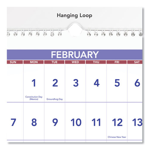 Deluxe Three-Month Reference Wall Calendar, Horizontal Orientation, 24 x 12, White Sheets, 15-Month: Dec 2024 to Feb 2026