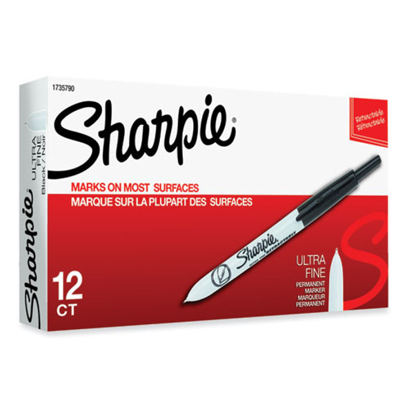 Retractable Permanent Marker, Extra-Fine Needle Tip, Black Retractable Permanent Marker, Extra-Fine Needle Tip, Black