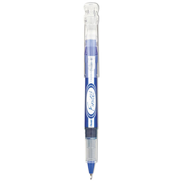 Finito! Porous Point Pen, Stick, Extra-Fine 0.4 mm, Blue Ink, Blue/Silver/Clear Barrel