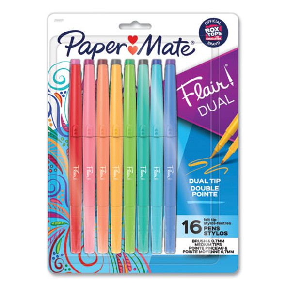 Flair Dual Tip Multi-Tip Porous Point Pen, Stick, Medium 0.7 mm Bullet, Assorted Ink and Barrel Colors, 16/Pack Flair Dual Tip Multi-Tip Porous Point Pen, Stick, Medium 0.7 mm Bullet, Assorted Ink and Barrel Colors, 16/Pack