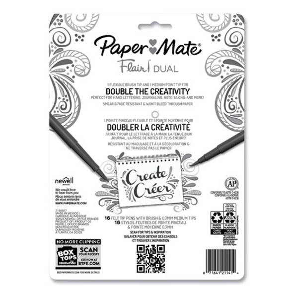 Flair Dual Tip Multi-Tip Porous Point Pen, Stick, Medium 0.7 mm Bullet, Assorted Ink and Barrel Colors, 16/Pack Flair Dual Tip Multi-Tip Porous Point Pen, Stick, Medium 0.7 mm Bullet, Assorted Ink and Barrel Colors, 16/Pack