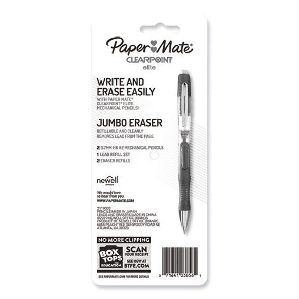 Clearpoint Elite Mechanical Pencils, 0.7 mm, HB (#2), Black Lead, Blue and Green Barrels, 2/Pack