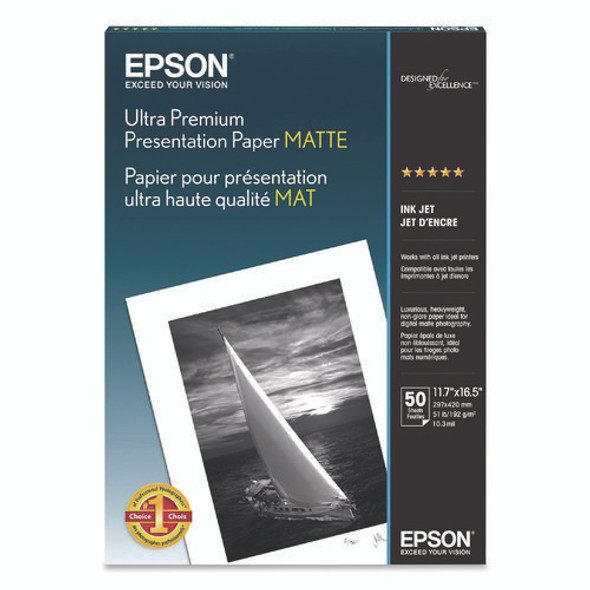 Ultra Premium Matte Presentation Paper, 10 mil, 11.75 x 16.5, White, 50/Pack