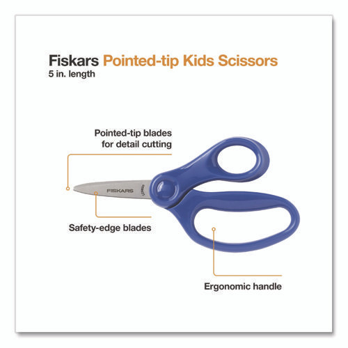Kids Scissors Classpack, 5" Long, Straight Assorted Handle Colors, 12/Pack