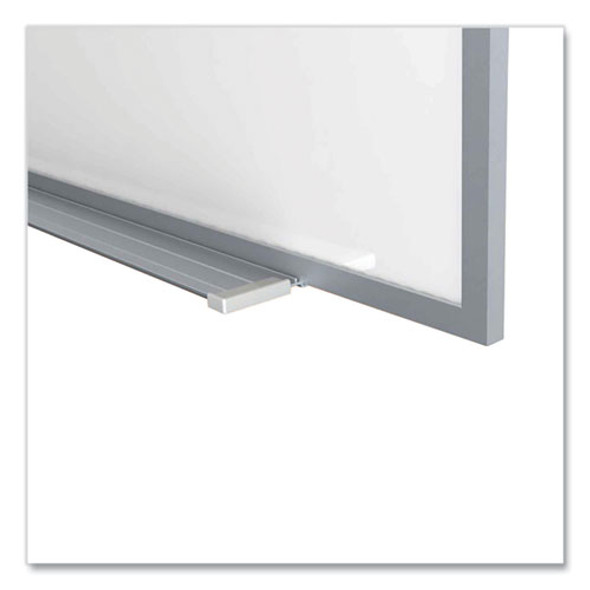 Magnetic Porcelain Whiteboard with Aluminum Frame and Maprail, 96.53" x 60.47", White Surface, Satin Aluminum Frame