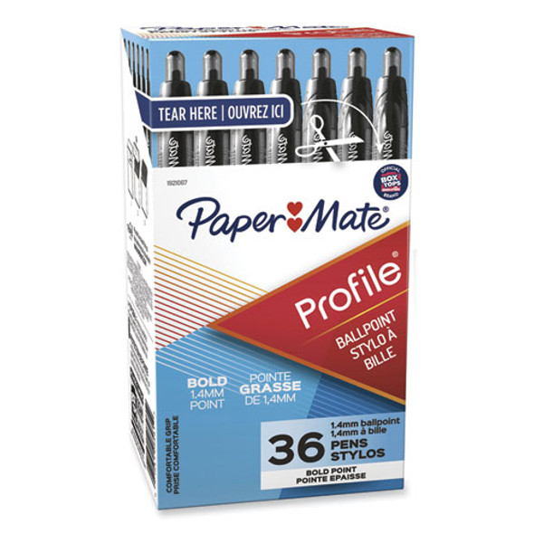 Profile Ballpoint Pen Value Pack, Retractable, Bold 1.4 mm, Black Ink, Translucent Black Barrel, 36/Box Profile Ballpoint Pen Value Pack, Retractable, Bold 1.4 mm, Black Ink, Translucent Black Barrel, 36/Box