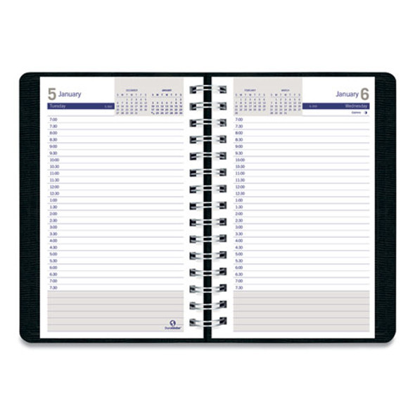 DuraGlobe Daily Planner, 30-Minute Appointments, 8 x 5, Black Soft Cover, 12-Month (Jan to Dec): 2025
