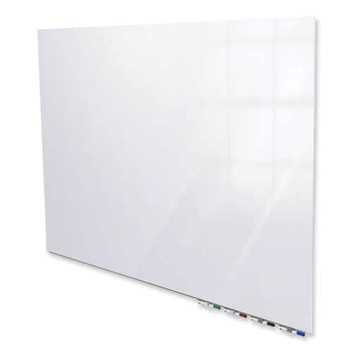 Aria Low-Profile Frameless Magnetic Glassboard, 48" x 36", White Surface