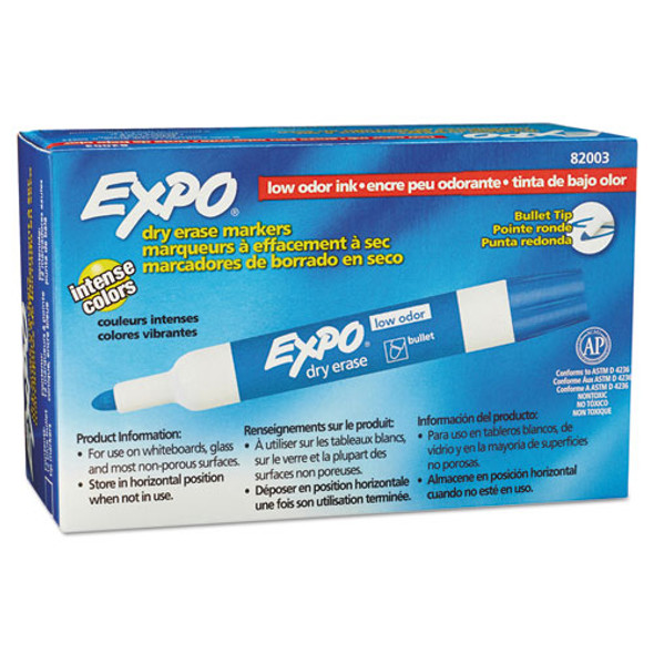 Low-Odor Dry-Erase Marker, Medium Bullet Tip, Blue, Dozen Low-Odor Dry-Erase Marker, Medium Bullet Tip, Blue, Dozen